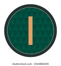 A dark green badge featuring the letter “I” at its center, surrounded by a golden frame and geometric details. A versatile design for logos, labels, or graphic resources.