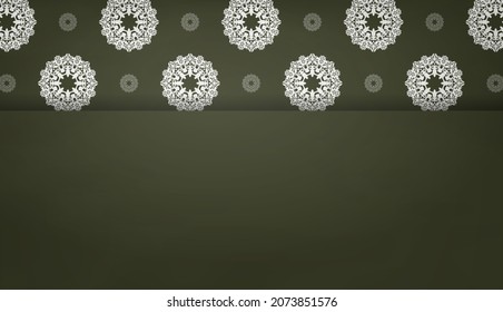 Dark green banner with greek white pattern for design under logo or text
