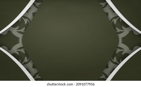 Dark green banner with Greek white ornaments and a place for your logo