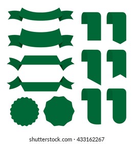 Dark Green banner ribbon vector set isolated background