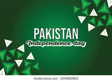 Dark green banner with trinagles abstract background. 14th of August independence day celebration banner. Cool typography banner