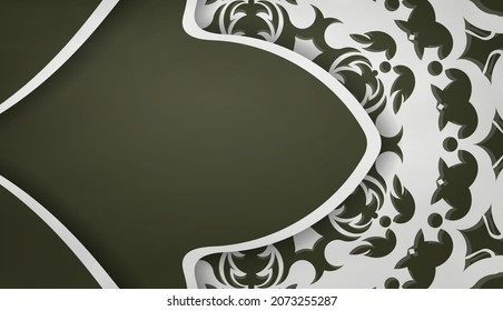 Dark green banner with vintage white pattern for design under the text