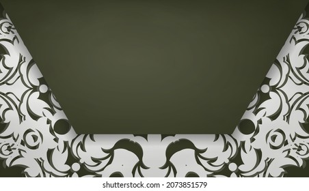 Dark green banner with vintage white pattern for logo or text design