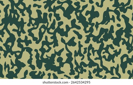 Dark green and beige camouflage pattern with a dense and organic layout, perfect for military-themed designs, outdoor gear, or fashion prints with a tactical edge.