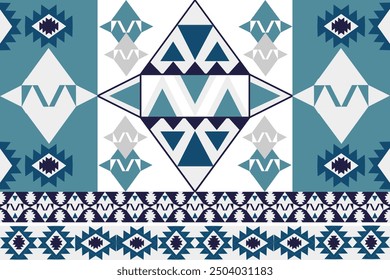 Patrones geométricos de color verde oscuro y azul oscuro tradicionales, étnicos, navajos o indios nativos americanos. diseños para ropa, cortinas, alfombras, sarongs, hmong y bordes de tela
