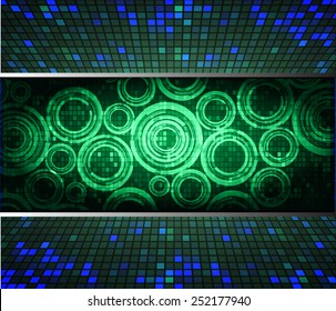 Dark green blue Light Abstract pixels Technology background for computer graphic website internet.