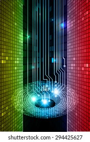 dark green blue red neon grow light Abstract Technology background for computer graphic website internet and business. circuit. illustration. infographics. ray. bright. pixel. Spark. star