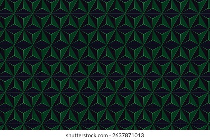 Dark Green and Blue Seamless Triangle Grid Vector Background with Subtle Depth Effect for Futuristic Design