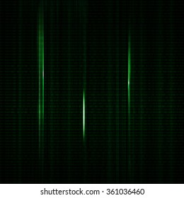 Dark green blurred background with binary code in vector. Vertical number position green color with light and shadow 