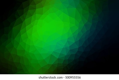 Dark green blurry triangle background. Triangular geometric sample with gradient.  Brand-new style for your business design.