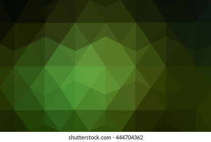 Dark green blurry triangle template. Creative geometric illustration in Origami style with gradient. The template can be used as a background for cell phones.