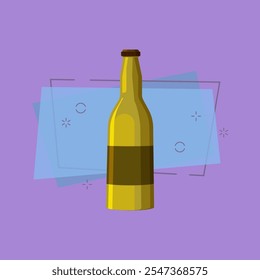 Dark green bottle illustration. Beer, wine, glass. Drinking concept. Vector illustration can be used for topics like beverage, bar, super market