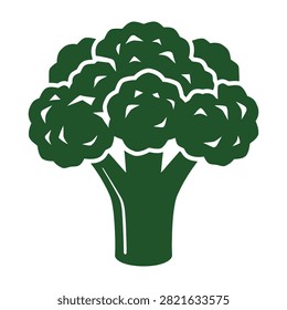 Dark green broccoli icon on white background, healthy food symbol, illustration