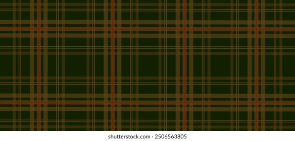 Dark green and brown plaid fabric texture background