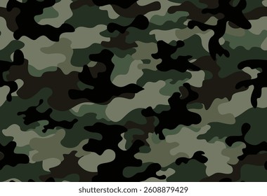 
dark green camouflage background, vector modern texture, trendy seamless pattern