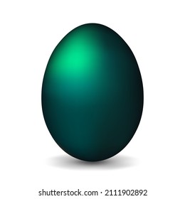 Dark green chicken egg for easter Realistic and volumetric egg