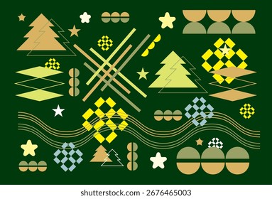 Dark green Christmas shapes and patterns