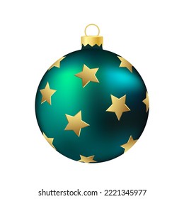 Dark green Christmas tree toy or ball Volumetric and realistic color illustration
