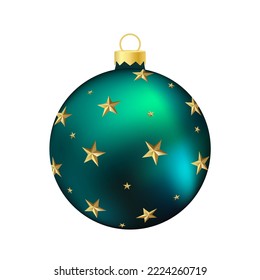 Dark green Christmas tree toy or ball Volumetric and realistic color illustration