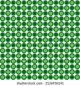 Dark green circles alternate light green on a white background. And you can use it on Saint Patrick’s Day. It is a seamless vector pattern work.