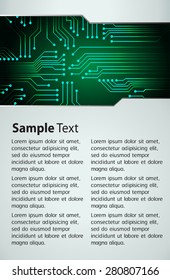 dark green circuit Light Abstract Technology background for computer graphic website internet and business. vector illustration. text box. Brochure. white card. banner flyer. 