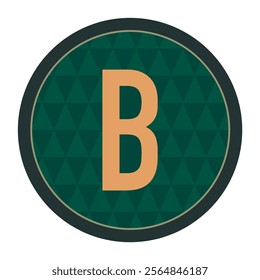 Dark Green Circular Letter B with Subtle Gold Accents and Geometric Art Design Elements