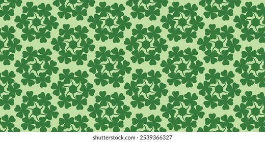 Dark green clover leaf motif pattern on a light green background