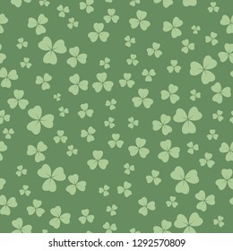 dark green clover seamless pattern for patricks day - vector background with shamrock