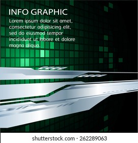 Dark green color Light Abstract Technology background for computer graphic website internet business. pixel. Tables, mosaic. silver. text box. label. card. banner