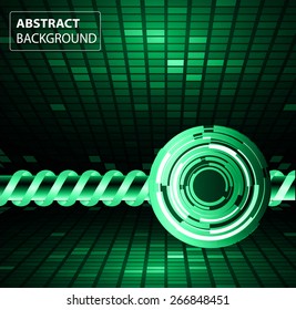 dark green color Light Abstract Technology background for computer graphic website internet and business. circuit. silver. orange eye. Pixel, mosaic, table. spiral, braid