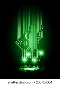 dark green color Light Abstract Technology background for computer graphic website internet and business. circuit. vector illustration. star. spark.