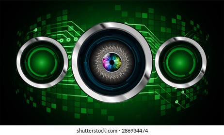 dark green color Light Abstract Technology background for computer graphic website internet and business. circuit. vector illustration. infographics. eyeball . eye. pixel. www.