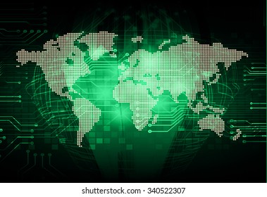 Dark green color Light Abstract Technology background for computer graphic website internet and business.circuit.vector illustration.infographics. motion move.neon. pixel, Padlock, World Map, Global