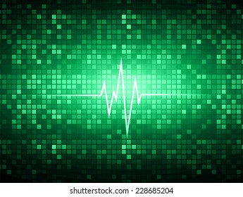 Dark green color pulse Light Abstract Technology background for computer graphic website and internet. pixels background.