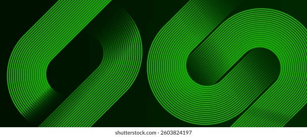 Dark green colour abstract gradient background with modern futuristic Luxury green colour geometric glowing curve lines design background vector illustration. Dynamic shapes composition pattern.