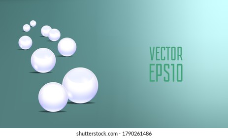 Dark green cover sample with 3d white-purple spheres and shadows EPS10