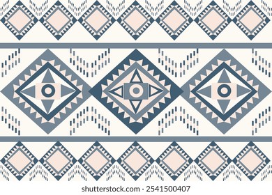 Dark green and cream Navajo tribal vector seamless pattern. Native American ornament. Ethnic Southwestern decor style. Boho geometric ornament. Mexican blanket, rug. Woven carpet illustration.