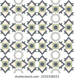 Dark green, cream, and white geometric vector patterns that are traditional, ethnic, Navajo, or Native American Indian. Design for clothing, curtains, carpets, sarongs, Hmong, and fabric edges.