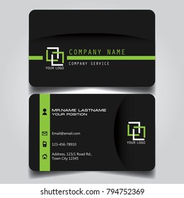 Dark Green creative modern name card and business card with horizontal standard size vector illustration template.