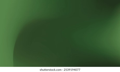 Dark green curve gradient background with copy space, dark backdrop. Vector illustration