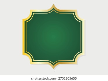 Dark green decorative frame or label with gold border