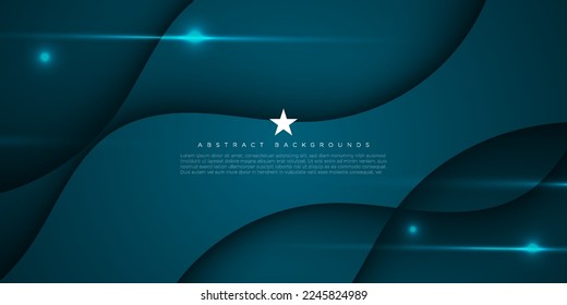 Dark green dynamic abstract vector background with wavy shadow lines. Modern creative premium background. 3d cover of business design.Eps10 vector