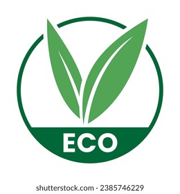Dark Green Eco Friendly Icon with V Shaped Leaves 2 on a White Background