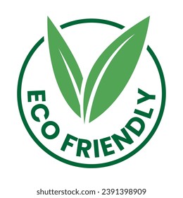 Dark Green Eco Friendly Icon with V Shaped Leaves 8 on a White Background