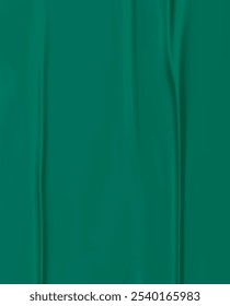 Dark Green fabric texture. Flowing cloth with folds creating a natural drapery effect. Background Silk fabric texture realistic design. Ideal for banner posters flyers, brochures. Vector illustration