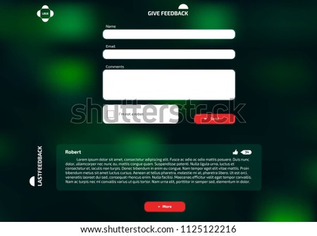 Dark Green Feedback Form Ui Webdesign Stock Vector Royalty Free