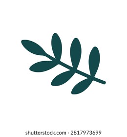 Dark Green Fern Leaf Branch Clipart Illustration