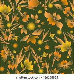 dark green floral seamless pattern