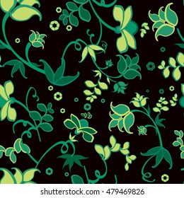dark green flower seamless pattern