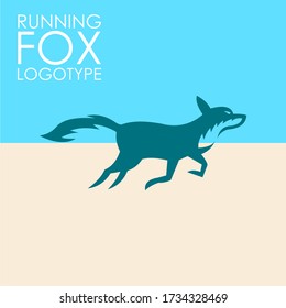 dark green fox running, animals creature, vector illustrations